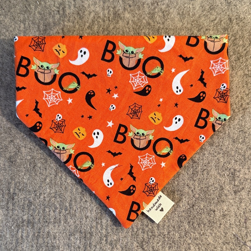 Halloween Scrunchie Dog Bandana with Ghost and Pumpkin Print